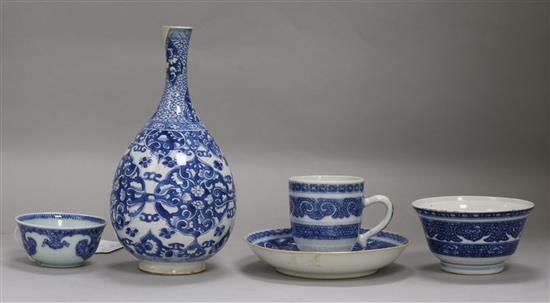 A group of 18th century Chinese export islamic palmette design blue and white wares, Kangxi - Qianlong,